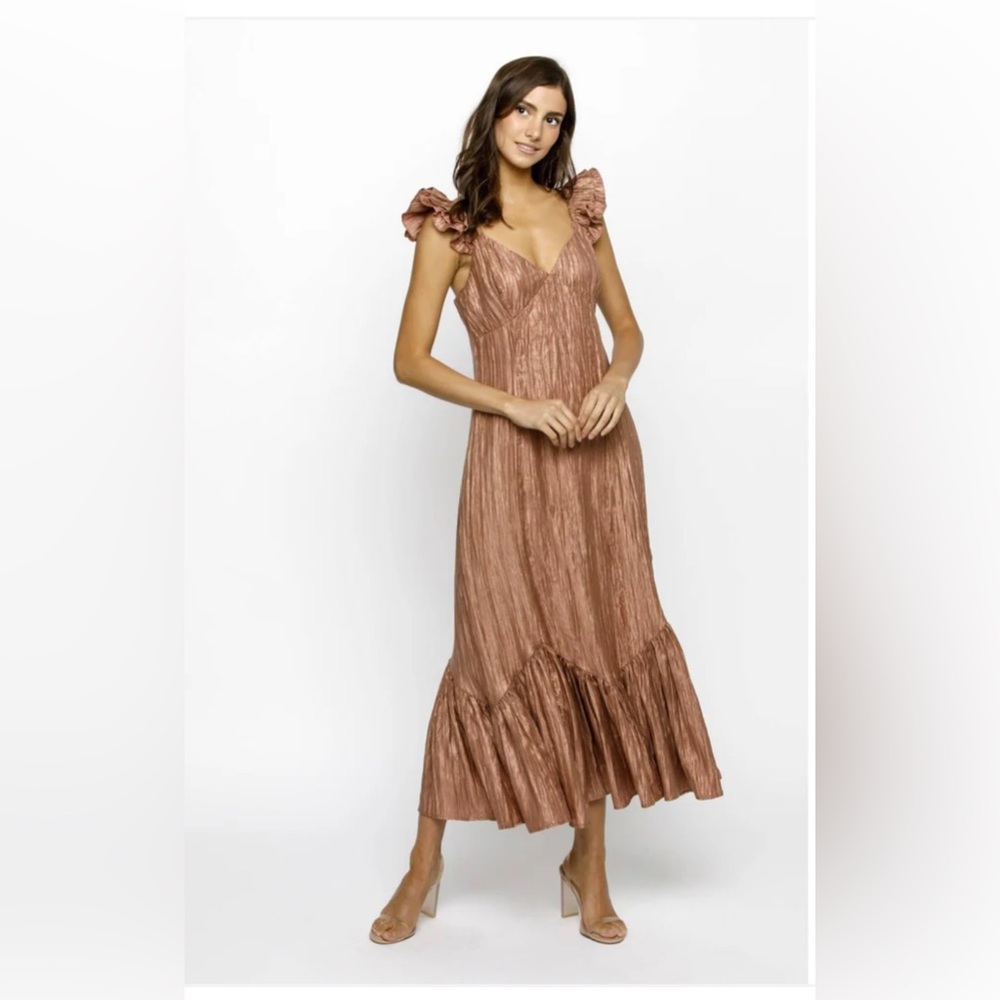STORIA Brick Foil Metallic Midi Dress